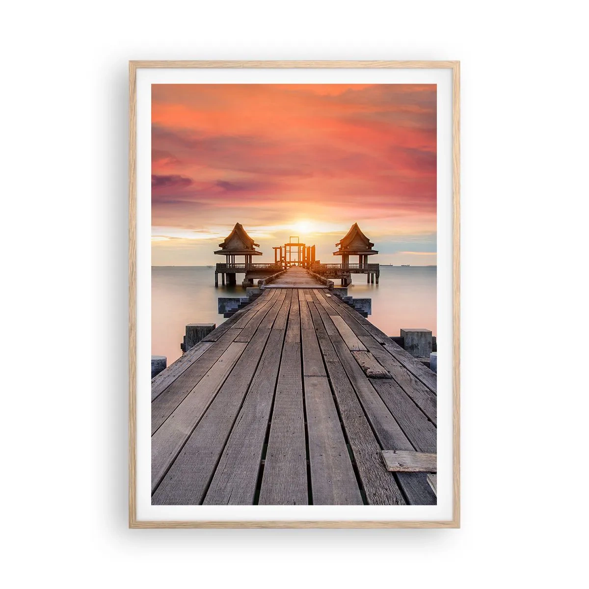 Plakat w ramie jasny dąb - Zachód na wschodzie - 70x100 cm