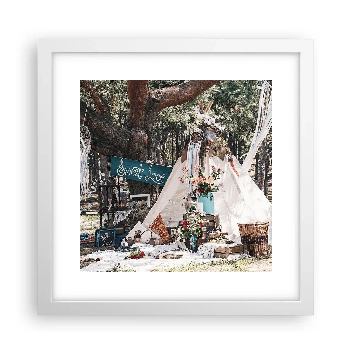 Plakat w białej ramie - Make love… - 30x30 cm