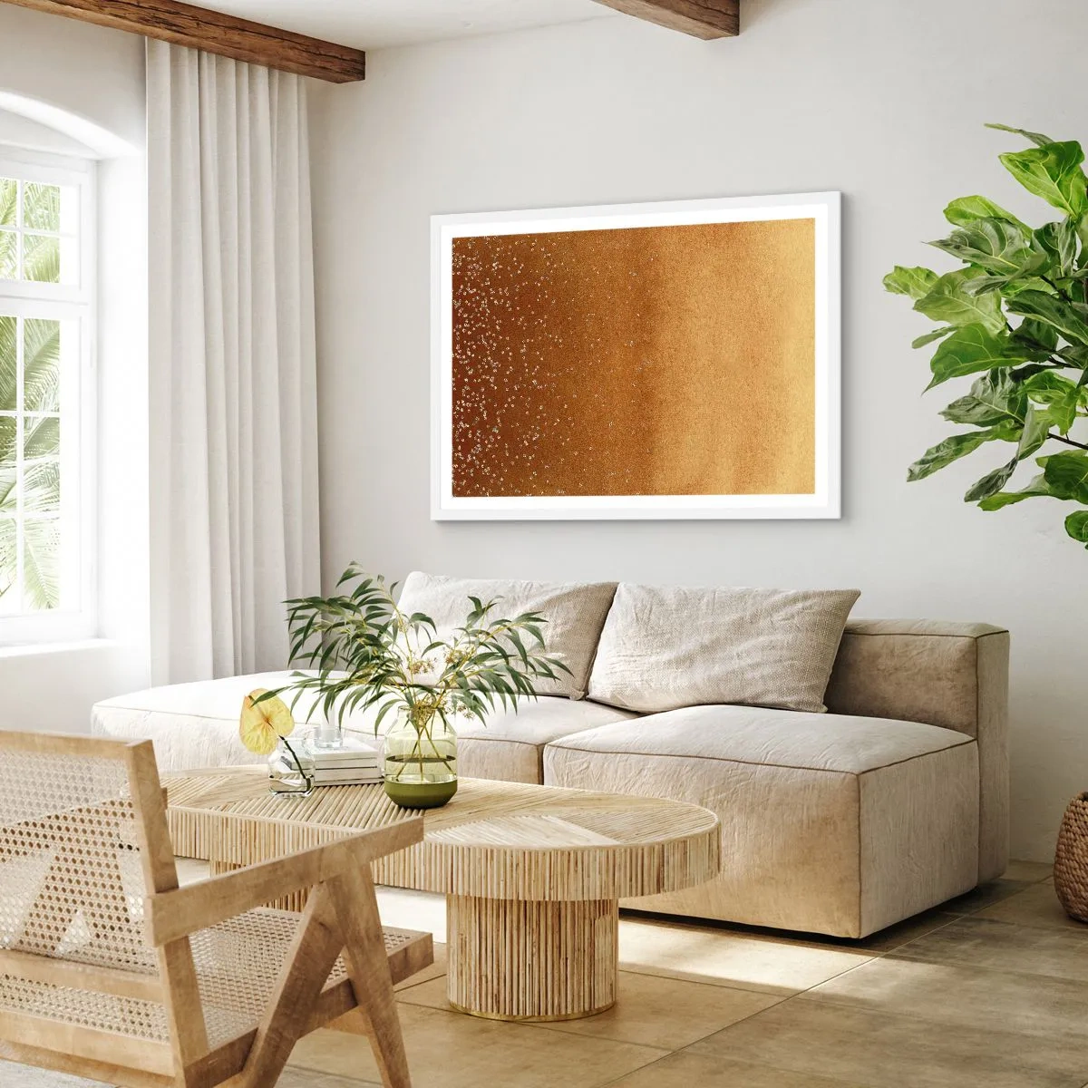 Plakat w białej ramie - Narodziny światła - 100x70 cm