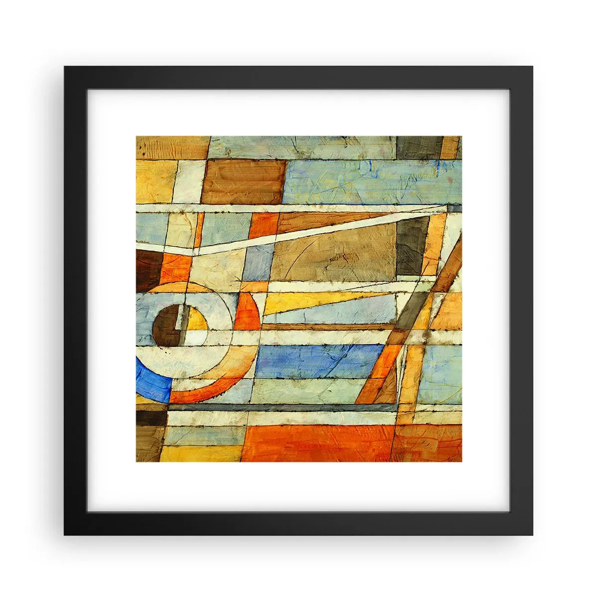 Plakat w czarnej ramie - Kubizm na budowie - 30x30 cm