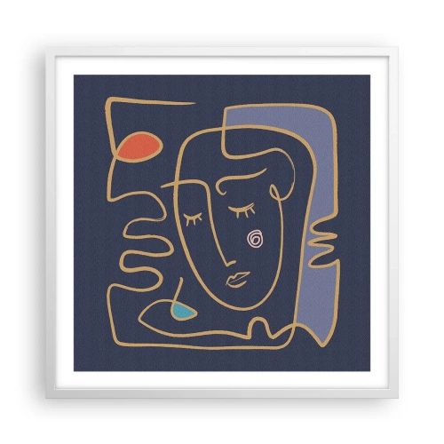 Plakat w białej ramie - W zamyśleniu - 60x60 cm