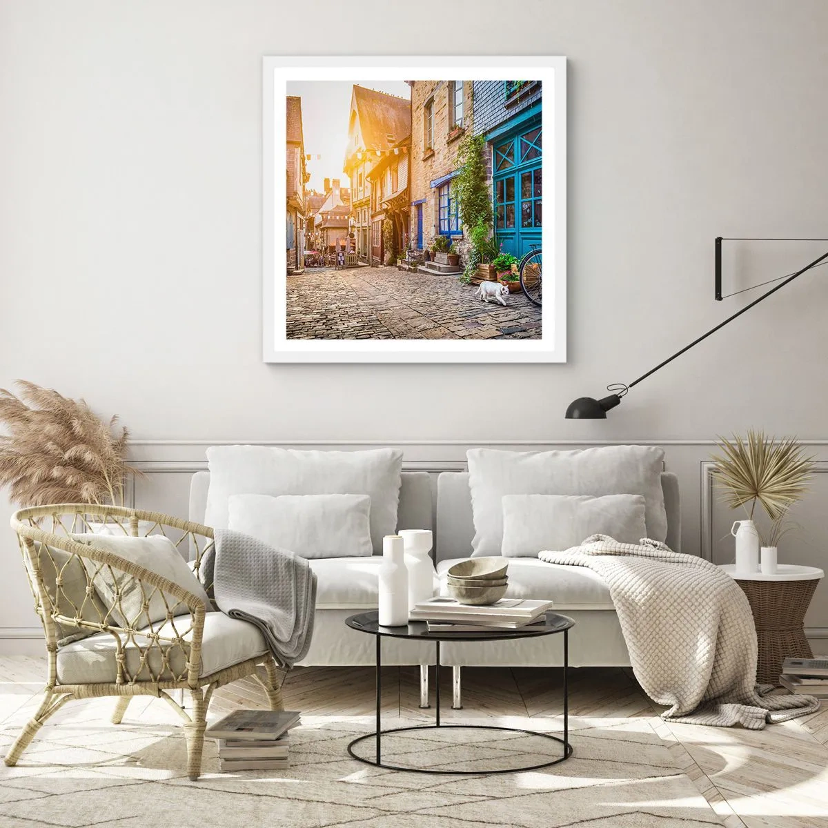 Plakat w białej ramie - Biały duch miasteczka - 60x60 cm