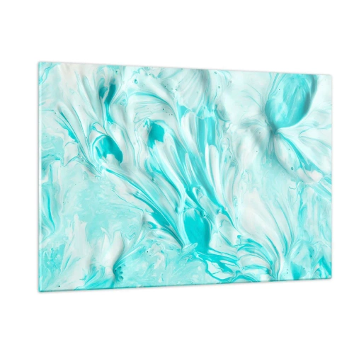Obraz na szkle - Abstrakcyjne niebiesko-białe wzory przypominające ruch fal - 120x80cm - Na zawsze razem - Nowoczesna dekoracja ścienna do salonu, kuchni i sypialni ARTTOR