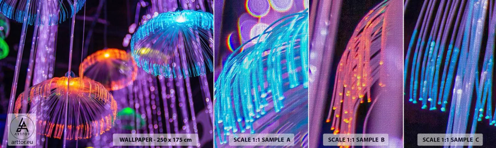 Fototapeta Próbka Premium Canvas - Świetlna fontanna - Neon, Światła, Luminacja - 100x30 cm