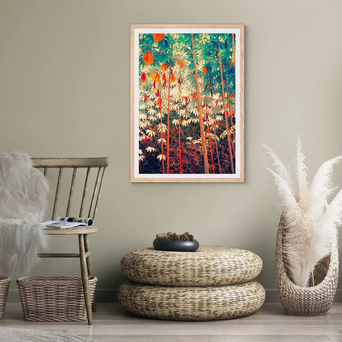 Plakat w ramie jasny dąb - Tajemne życie liści - 70x100 cm