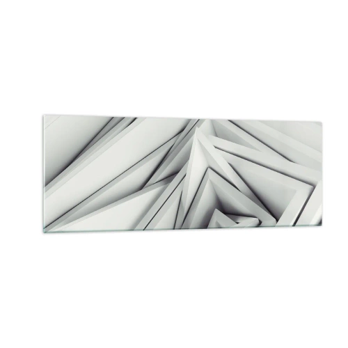 Obraz na szkle - Abstrakcyjna kompozycja geometrycznych kształtów w odcieniach szarości - 140x50cm - Ostrych kątów pąkowie - Nowoczesna dekoracja ścienna do salonu i sypialni ARTTOR