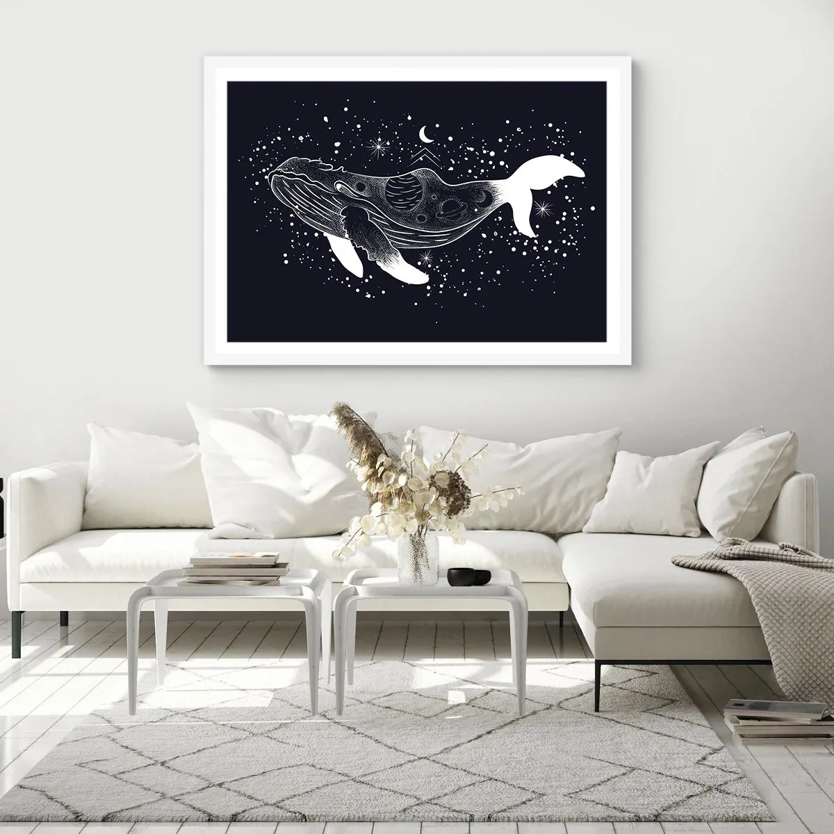 Plakat w białej ramie - W oceanie wszechświata - 91x61 cm