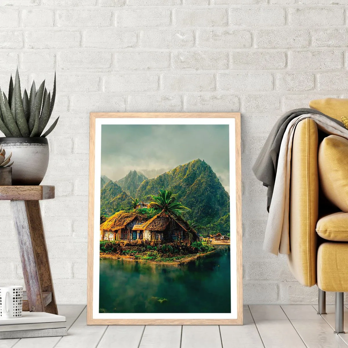 Plakat w ramie jasny dąb - Tropikalny raj - 40x50 cm