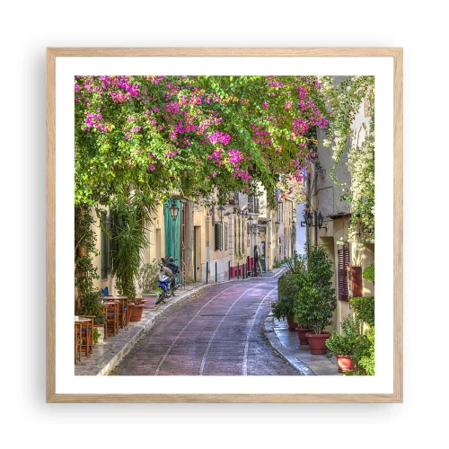 Plakat w ramie jasny dąb - Kwitnący zaułek - 60x60 cm