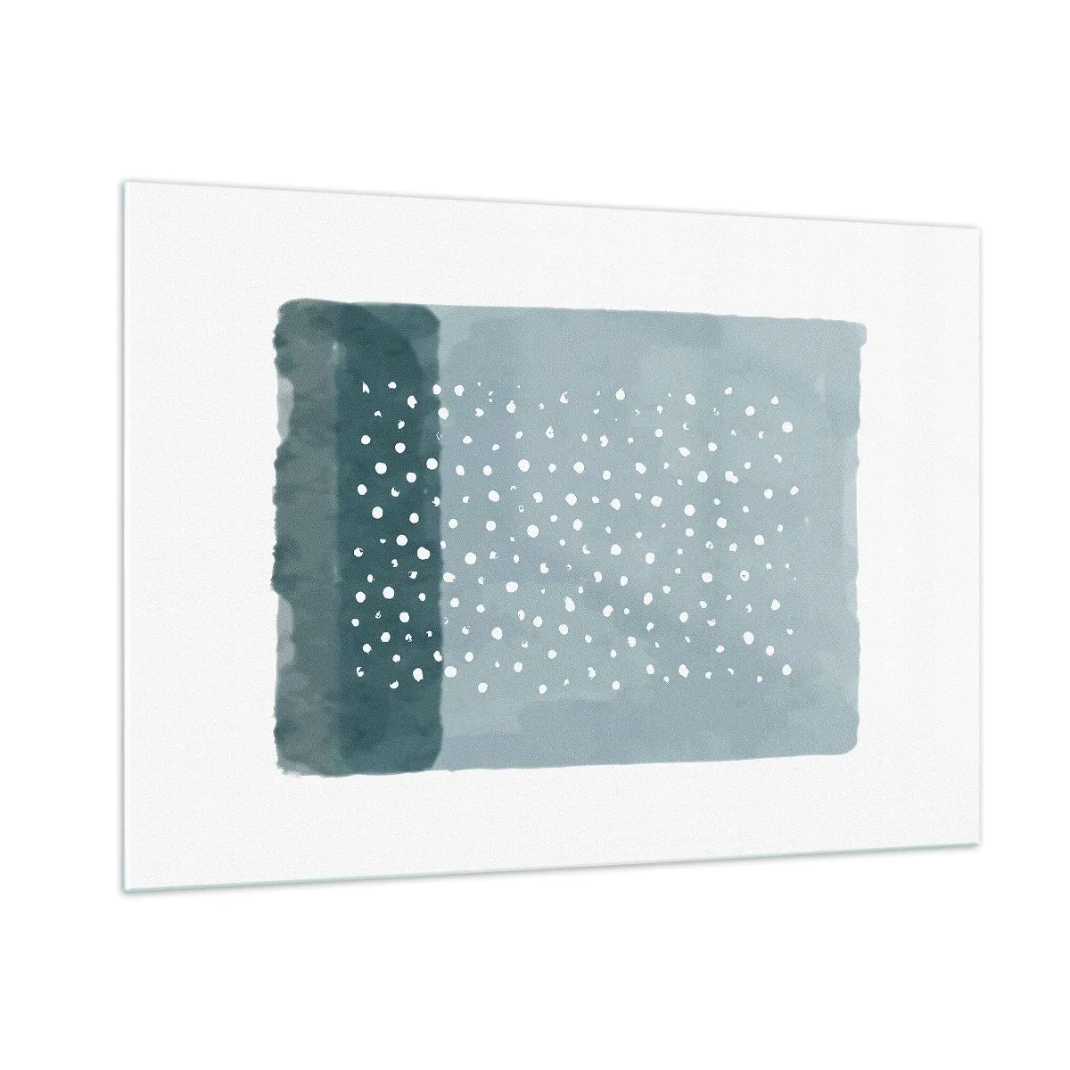 Obraz na szkle - Abstrakcyjny obraz w odcieniach błękitu z białymi kropkami - 100x70cm - Wyrosłe na błękicie - Nowoczesna dekoracja ścienna do salonu, kuchni i sypialni ARTTOR