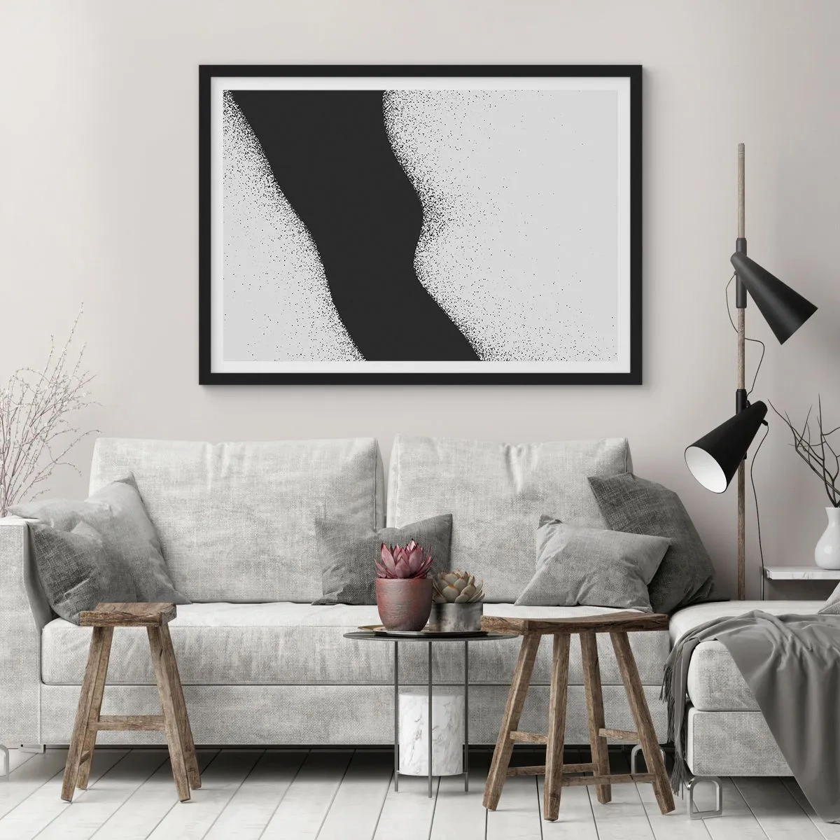 Plakat w czarnej ramie - Płynna równowaga - 50x40 cm