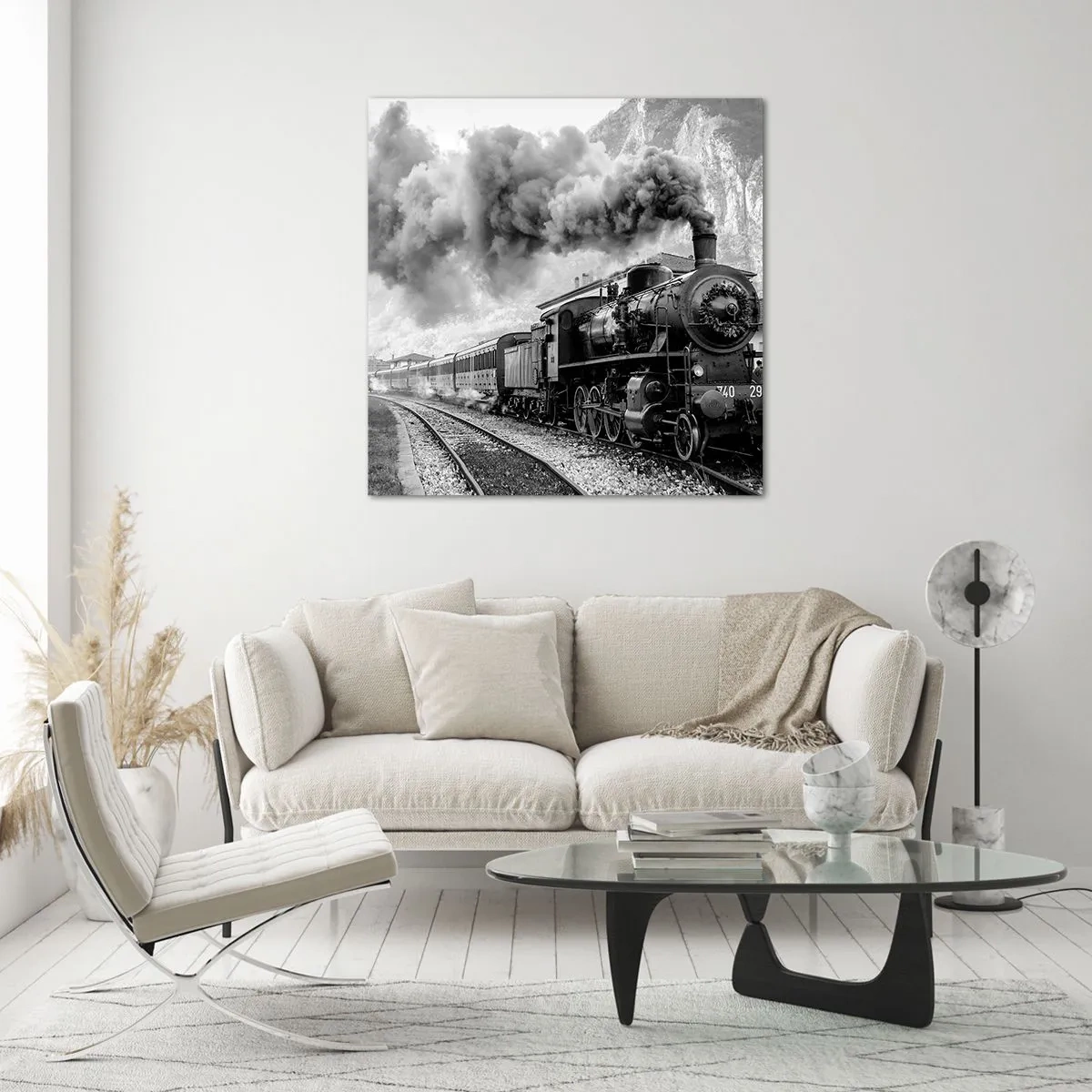 Obraz na szkle - Stoi na stacji… - 40x40 cm