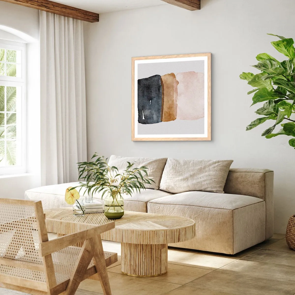 Plakat w ramie jasny dąb - Kompozycja barw ziemi - 60x60 cm