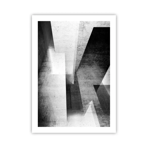 Plakat - Geometryczna abstrakcja w czarno-białej kolorystyce - 50x70cm - Struktura przestrzeni - Nowoczesna dekoracja ścienna do salonu, kuchni i sypialni ARTTOR