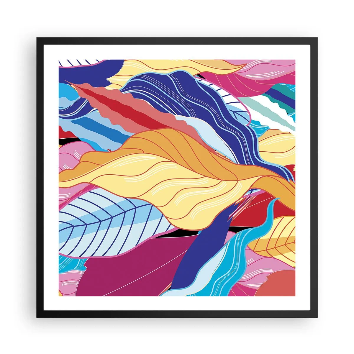 Plakat w czarnej ramie - Kolorowy bałagan - 60x60 cm