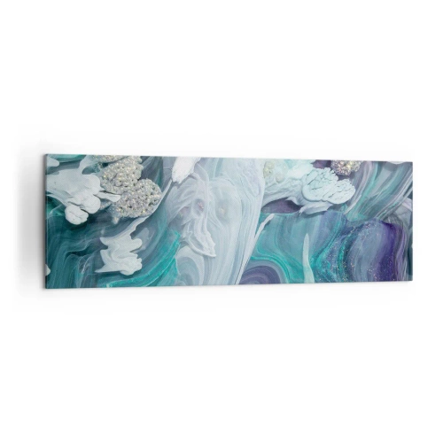 Obraz na płótnie - Abstrakcyjne wiry w odcieniach błękitu i bieli - 160x50cm - Nurty błękitu - Nowoczesna dekoracja ścienna do salonu i sypialni ARTTOR