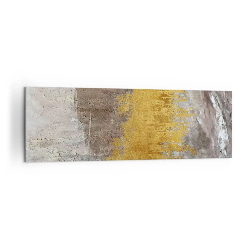 Obraz na płótnie - Złoty i beżowy abstrakcyjny wzór - 160x50cm - Złocisty podmuch - Nowoczesna dekoracja ścienna do salonu i sypialni ARTTOR