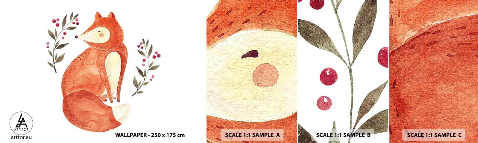 Fototapeta Próbka Samoprzylepna Deluxe Sticker - Mały rudzielec - Dla Dzieci, Lis, Bajka - 100x30 cm