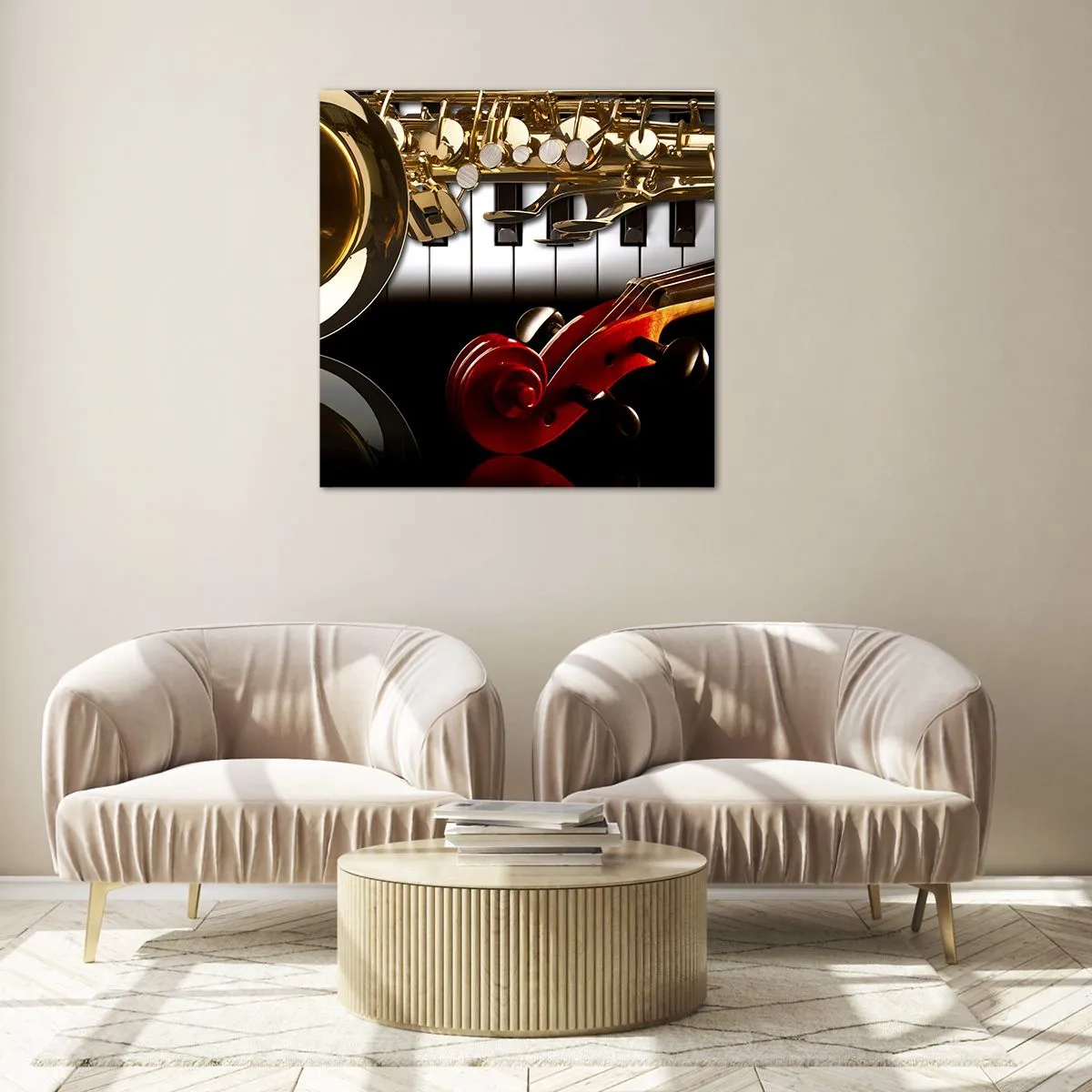 Obraz na szkle - Blacha, drewno i kość słoniowa - 30x30 cm