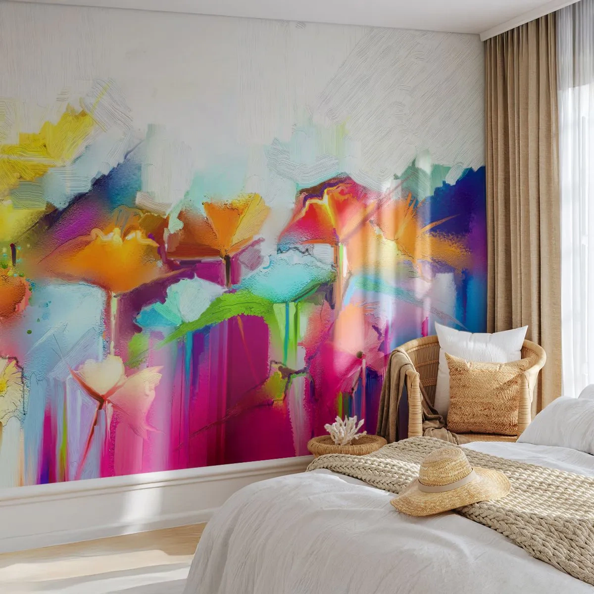 Fototapeta Premium Canvas - Tęcza zakwitła - Abstrakcja, Kwiaty, Sztuka - 350x256 cm