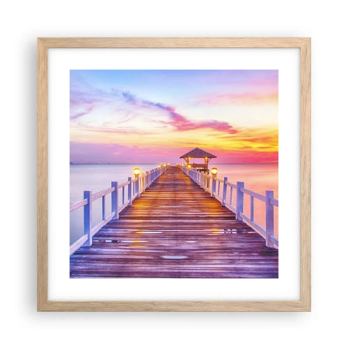 Plakat w ramie jasny dąb - Liliowo-złota cisza wieczoru - 40x40 cm