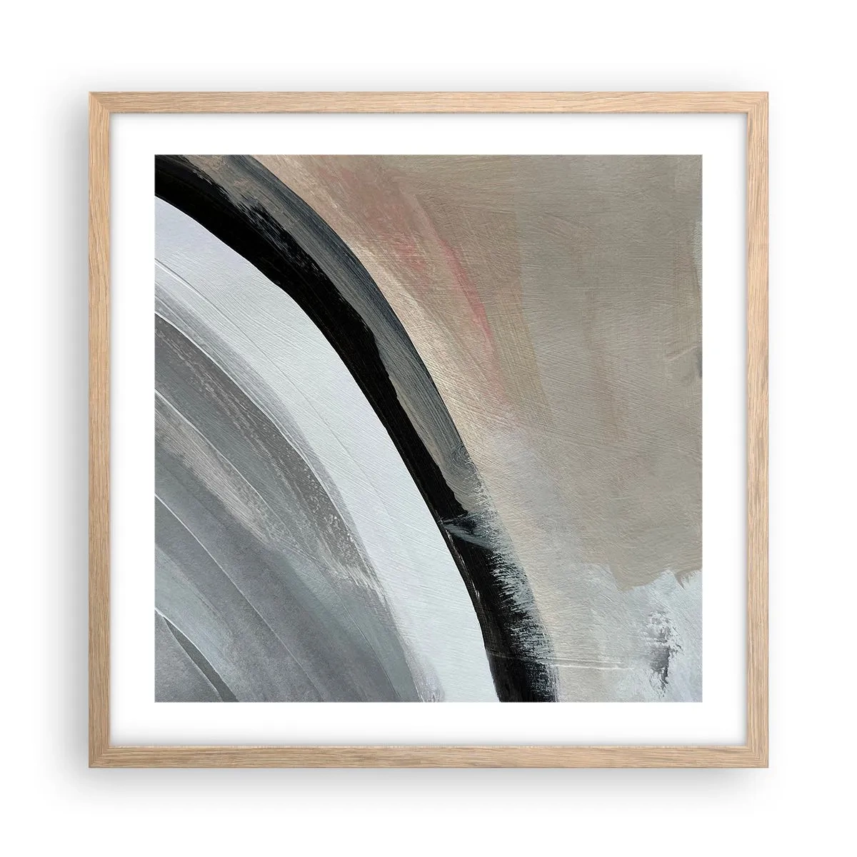 Plakat w ramie jasny dąb - Kompozycja: łuk czerni i szarości - 50x50 cm