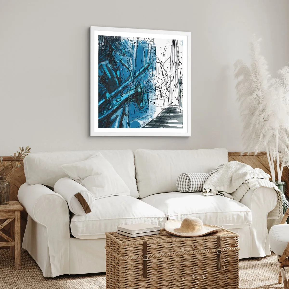 Plakat w białej ramie - Miejska rapsodia - 40x40 cm
