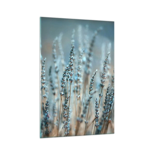 Obraz na szkle - Lawenda na polu w subtelnej pastelowej tonacji - 70x100cm - Pachnący łan - Nowoczesna dekoracja ścienna do salonu i sypialni ARTTOR