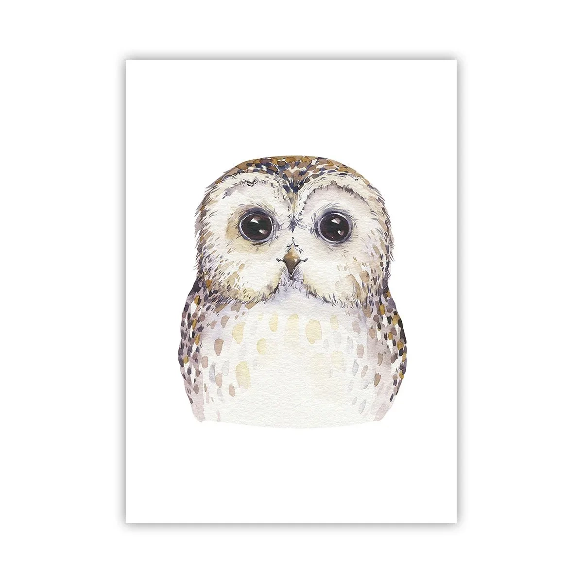 Plakat - Uroczy portret sowy w stylu akwareli - 50x70cm - Spójrz mi w oczy - Nowoczesna dekoracja ścienna do salonu, kuchni i sypialni ARTTOR