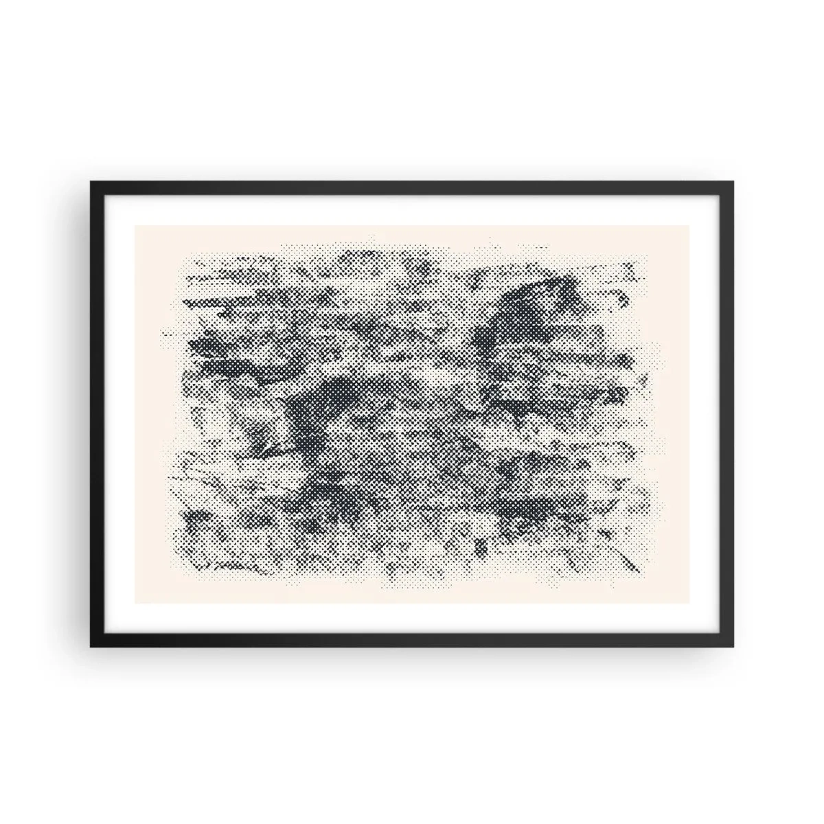 Plakat w czarnej ramie - Abstrakcyjna mglista kompozycja w odcieniach szarości - 70x50cm - Mglista kompozycja - Nowoczesna dekoracja ścienna do salonu i sypialni ARTTOR