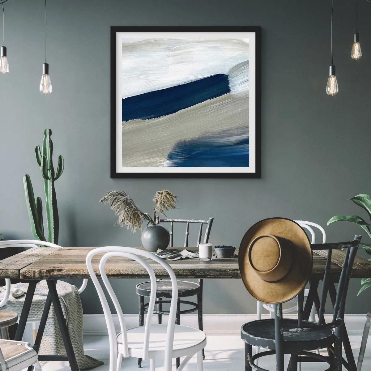 Plakat w czarnej ramie - Spotkanie z bielą - 50x50 cm