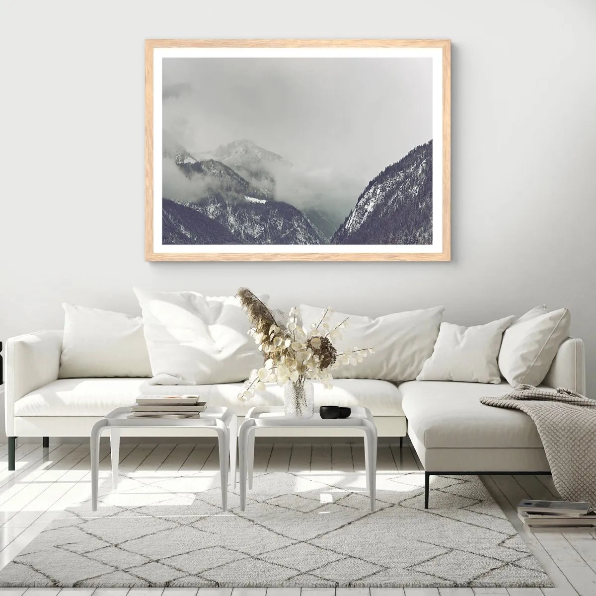 Plakat w ramie jasny dąb - Omglona dolina - 40x30 cm