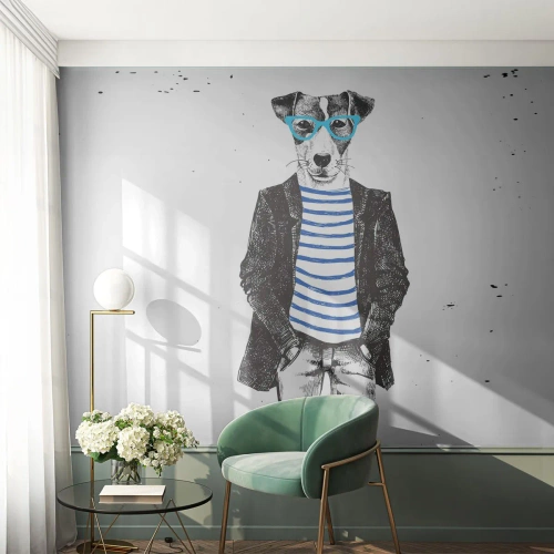 Fototapeta Standard Eco - Na psa urok - Abstrakcja, Mężczyzna, Pies - 300x210 cm
