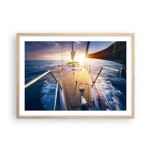 Plakat w ramie jasny dąb - Biegnąca po falach - 70x50 cm