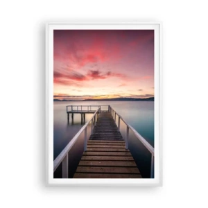 Plakat w białej ramie - Łagodny płomień wieczoru - 70x100 cm