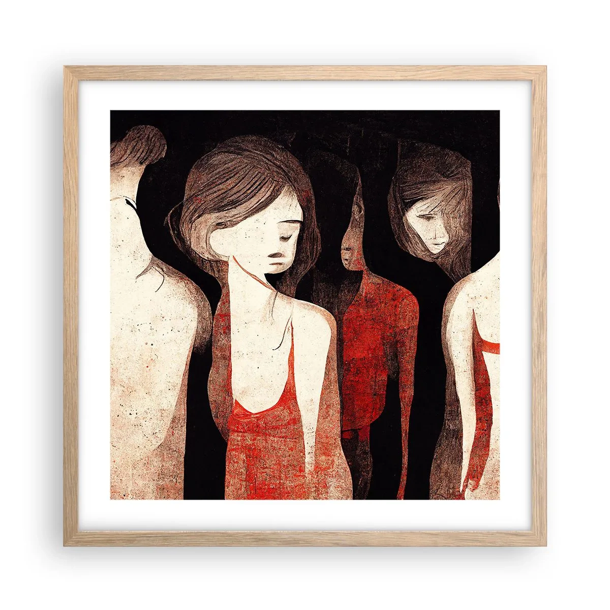 Plakat w ramie jasny dąb - Madonny z ciemności - 50x50 cm