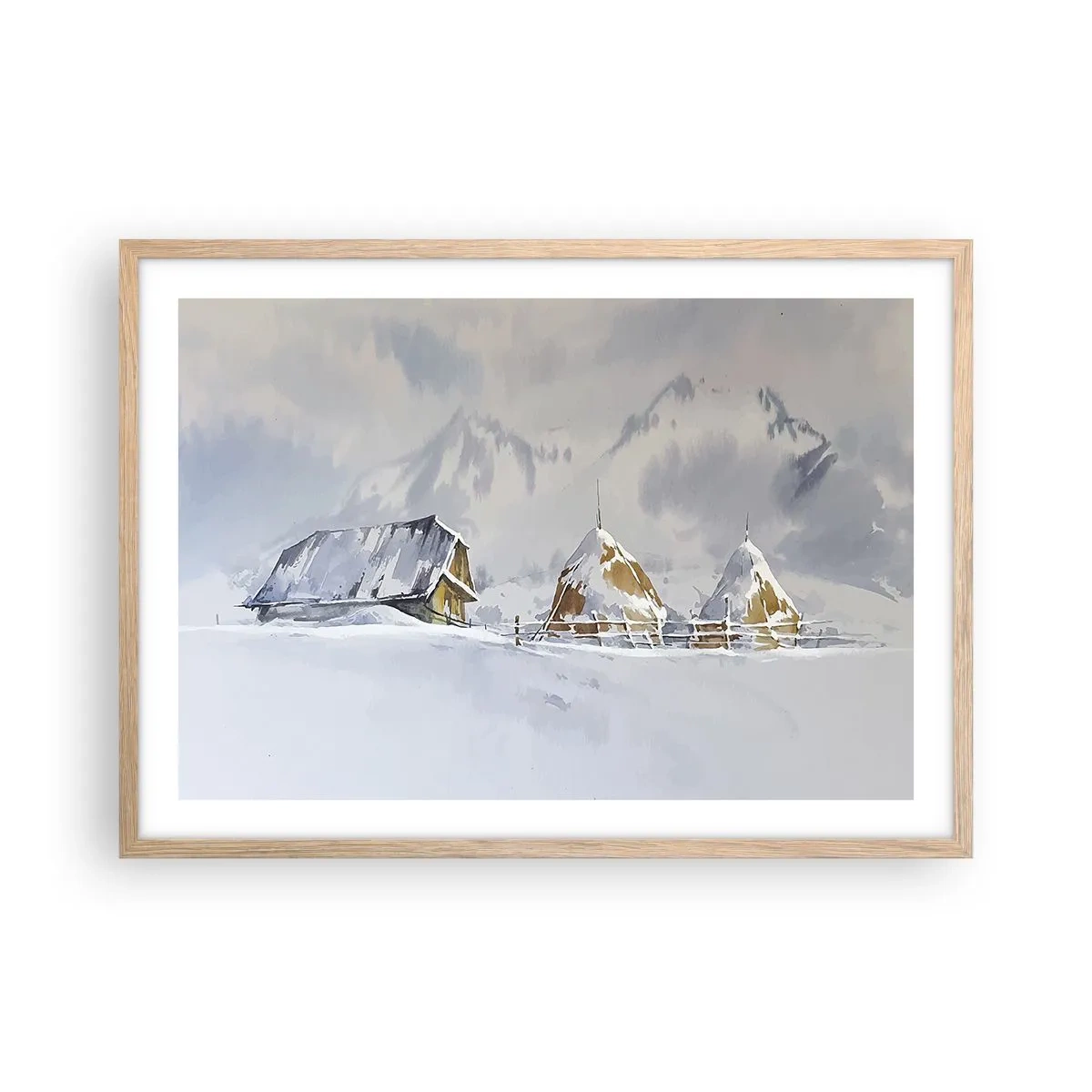 Plakat w ramie jasny dąb - W śnieżnej kotlinie - 70x50 cm