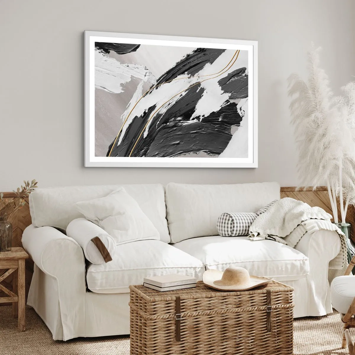 Plakat w białej ramie - Abstrakcja z rozmachem - 100x70 cm