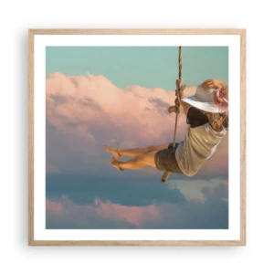 Plakat w ramie jasny dąb - Zabawa w obłokach - 60x60 cm