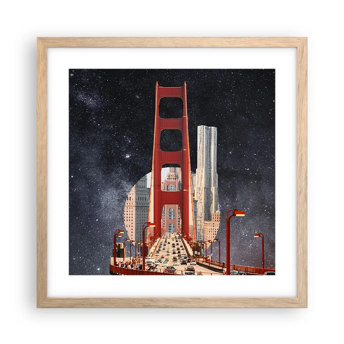 Plakat w ramie jasny dąb - Zawsze w centrum - 40x40 cm