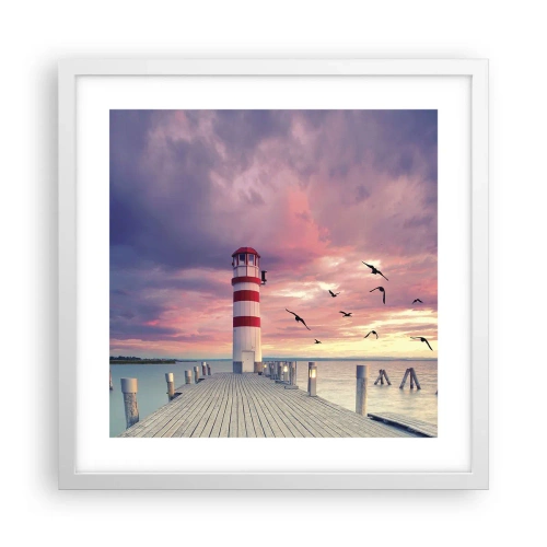 Plakat w białej ramie - Pora do portu - 40x40 cm