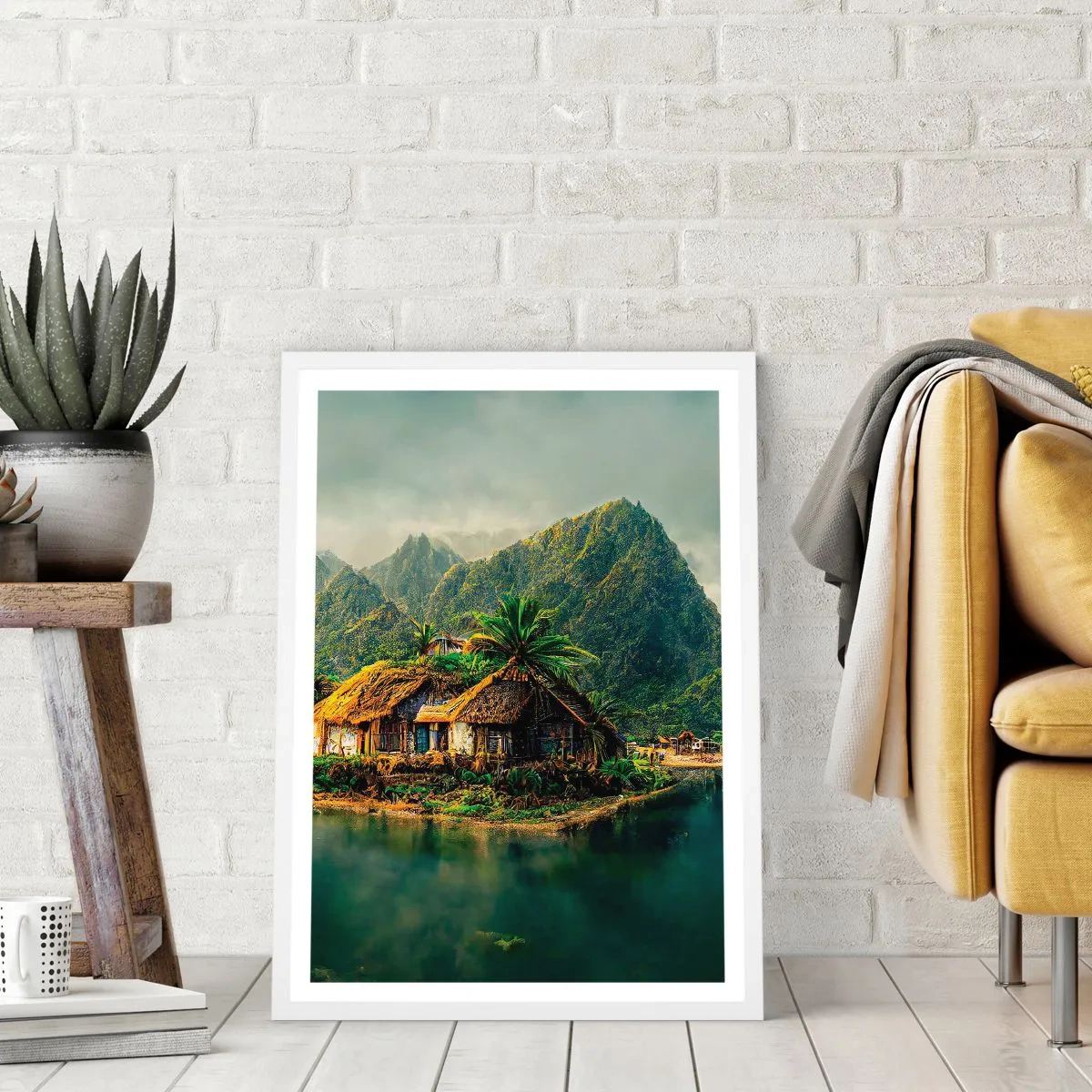 Plakat w białej ramie - Tropikalny raj - 40x50 cm