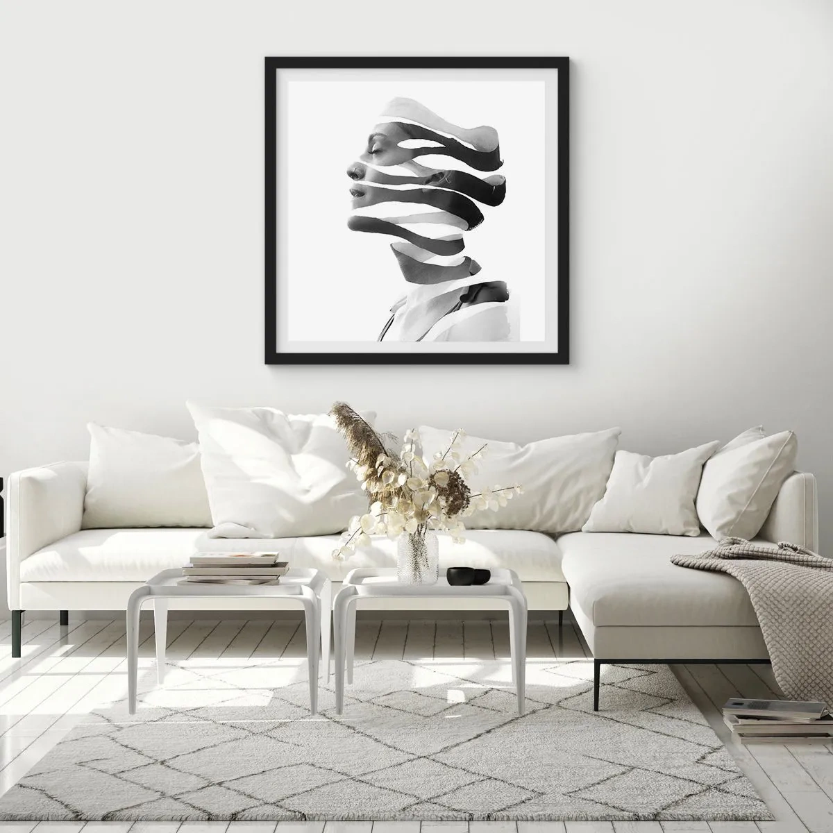 Plakat w czarnej ramie - Portret surrealistyczny - 60x60 cm