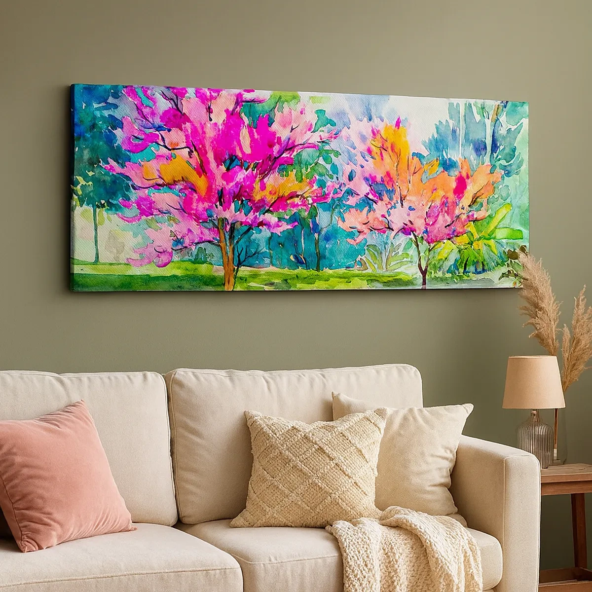 Obraz na płótnie - Tęczowy ogród w wiosennym blasku - 30x30 cm