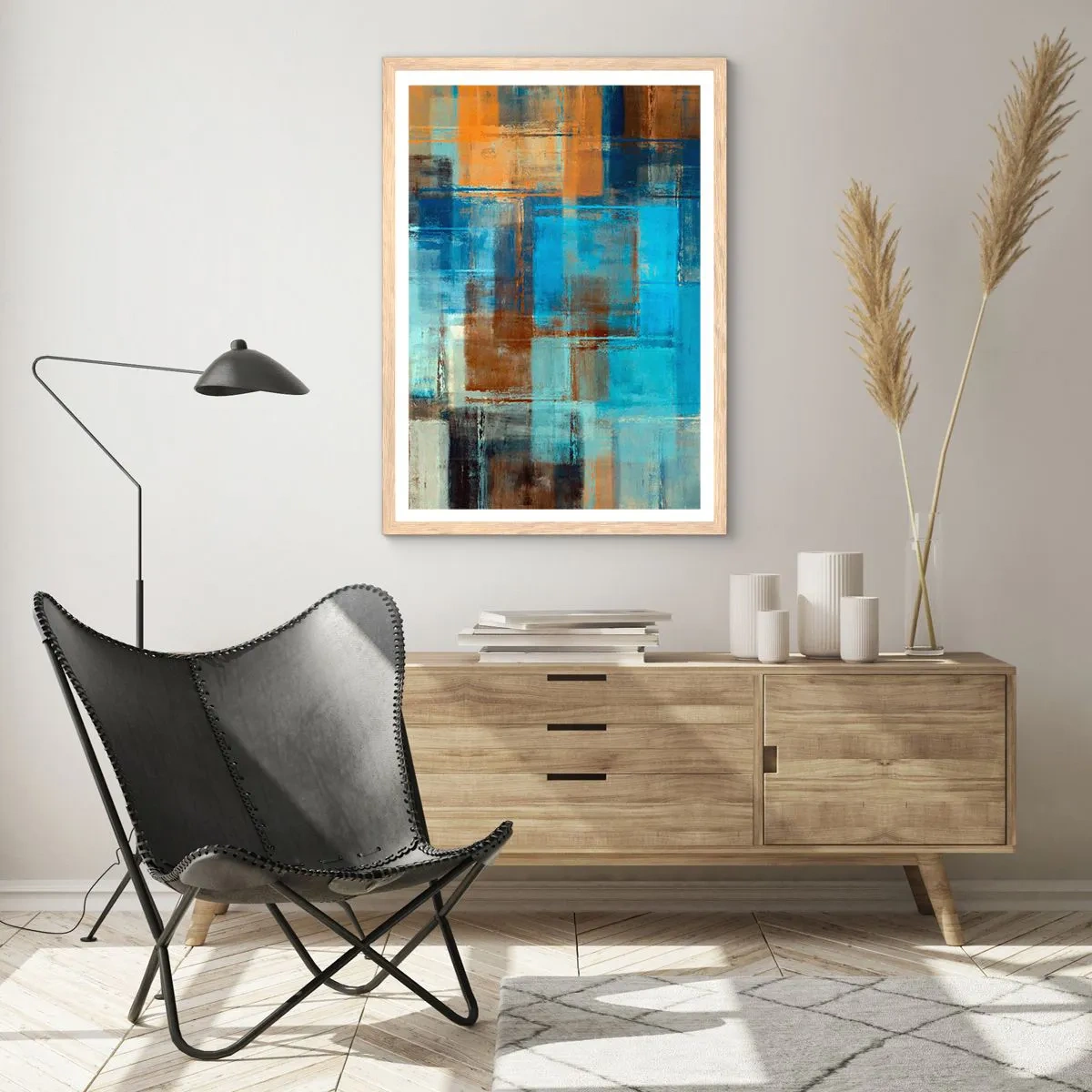 Plakat w ramie jasny dąb - Przez błękitną zasłonę - 50x70 cm