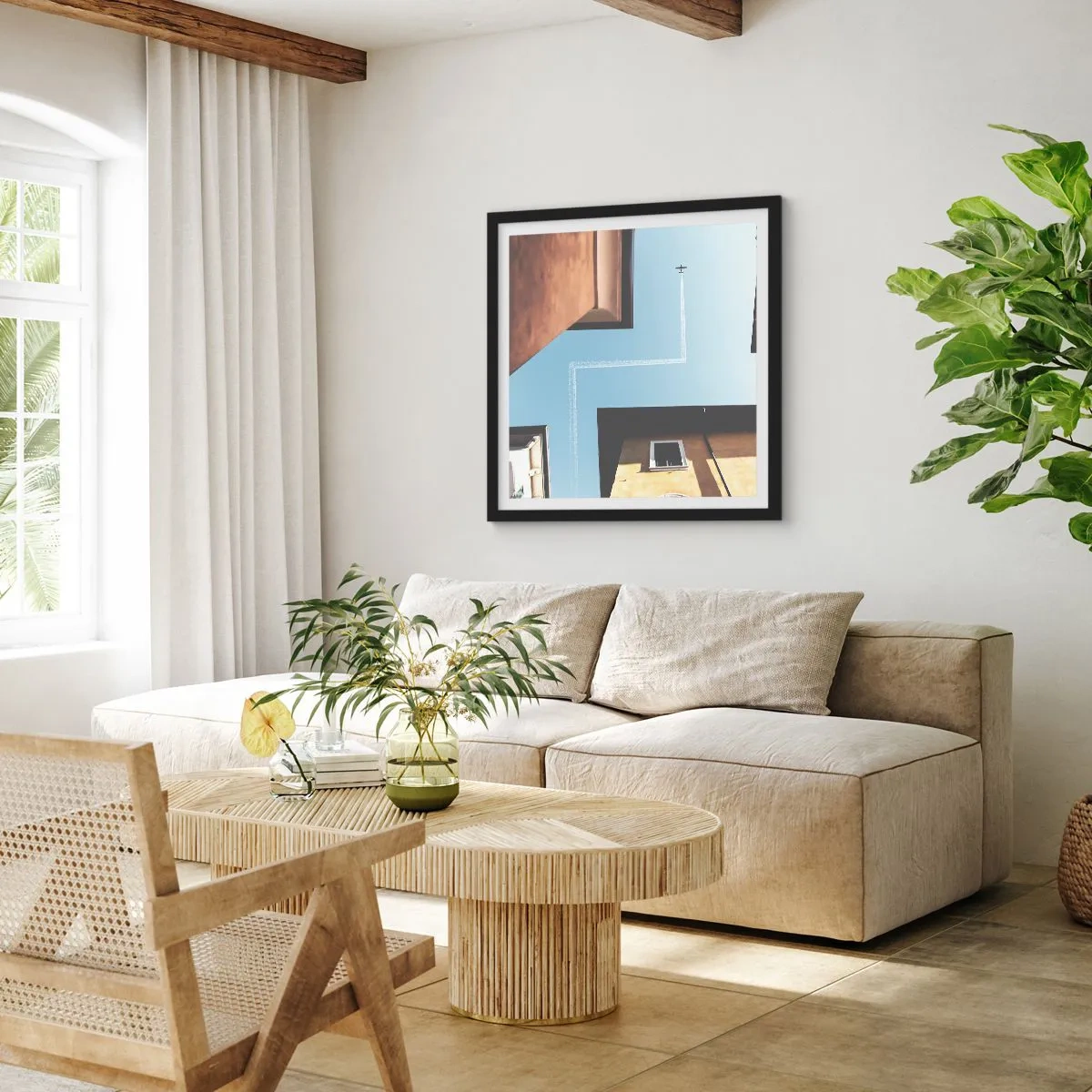 Plakat w czarnej ramie - Ponad miejskim labiryntem - 40x40 cm