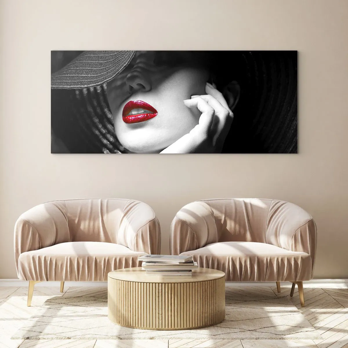Obraz na szkle - Studium w szkarłacie - 100x40 cm