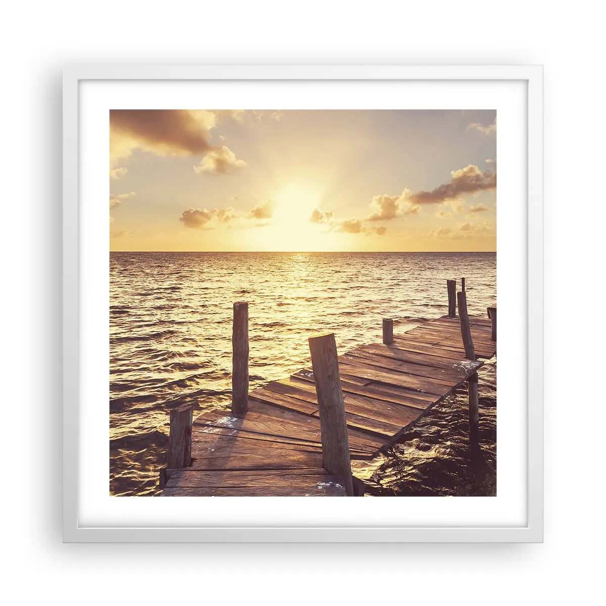Plakat w białej ramie - Złota kraina łagodności - 50x50 cm
