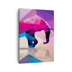Obraz na płótnie - Geometryczny słoń w abstrakcyjnej kolorystyce - 50x70cm - Kryształowy dinozaur - Nowoczesna dekoracja ścienna do salonu, kuchni i sypialni ARTTOR