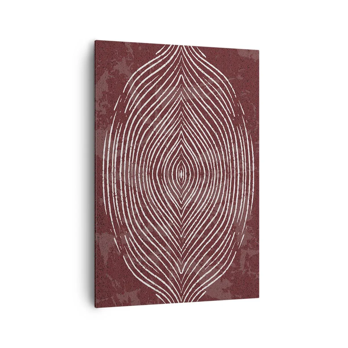 Obraz na płótnie - Symetryczne fale w białych liniach na brązowym tle - 70x100cm - Przestrzeń mówi - Nowoczesna dekoracja ścienna do salonu i sypialni ARTTOR